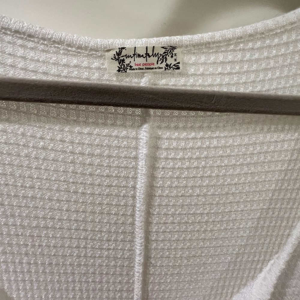 Free People White Waffle Knit Long Sleeve Top - Picture 4 of 4